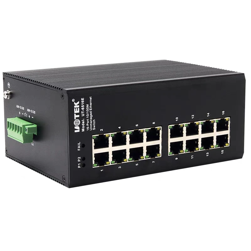 UT-6516E Enhanced Lightning Protection 16 Port 100Mbps Unmanaged Industrial Ethernet Switch