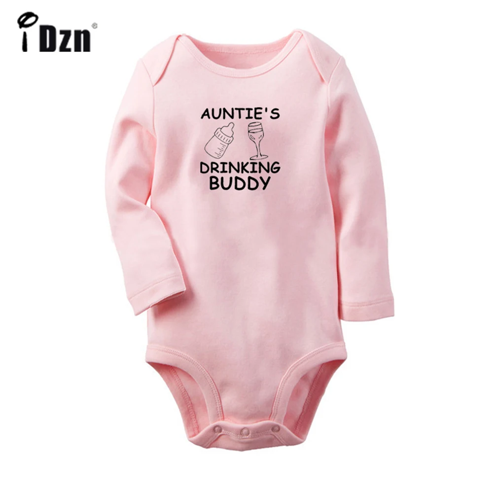 Auntie's Drinking Buddy - My Aunt is The Best Cute Baby Rompers Baby Boys Girls Fun Print Bodysuit Infant Long Sleeves Jumpsuit