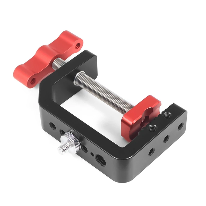 C Tipo Strong Clamp Mount Stand, Buraco do parafuso para a Câmera Fotografia, Vídeo Luz de preenchimento, Desktop Bracket, 1/4, 3/8