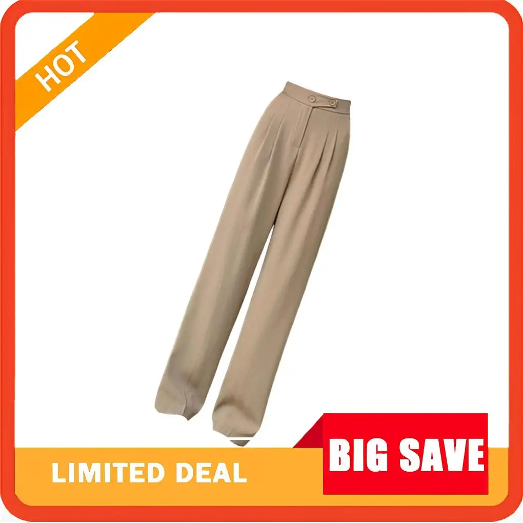 Womens Wide Leg Pants Straight Leg High Waisted Office Loose Long Pants