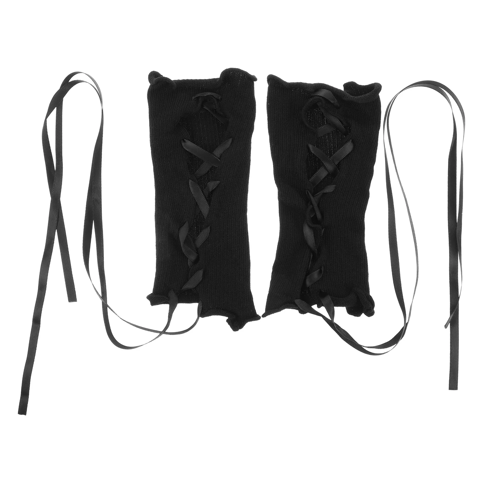 

1Pair Gothic Bow Polyester Arm Warmers Fingerless Gloves for Women Party Cosplay Casual Wear Cute Kawaii Sleeve Cuffs