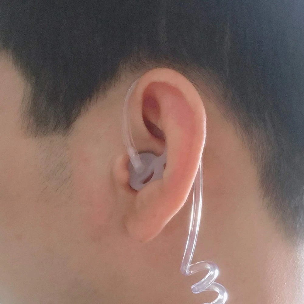Molde de oreja de aleta de silicona para reemplazo de auricular de Radio bidireccional, puntas de auricular de molde para policía de vigilancia, cabeza de tubo de bobina