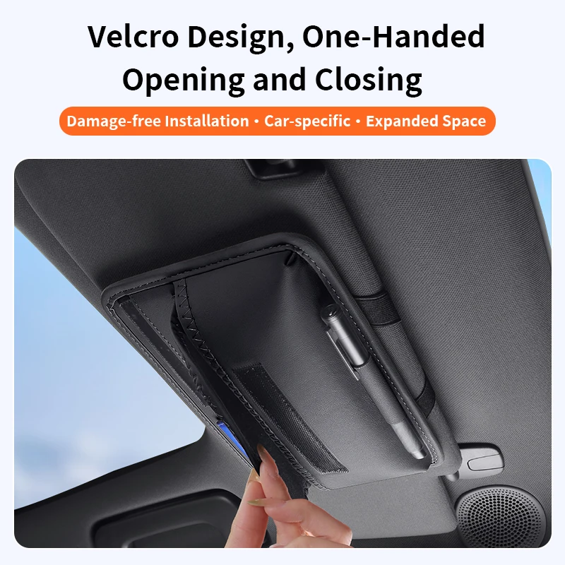 Car Sun Visor Organizer Card Glasses Sunshade Storage Bag PU Leathe Sunglasses Holder for Car Interior Accessories