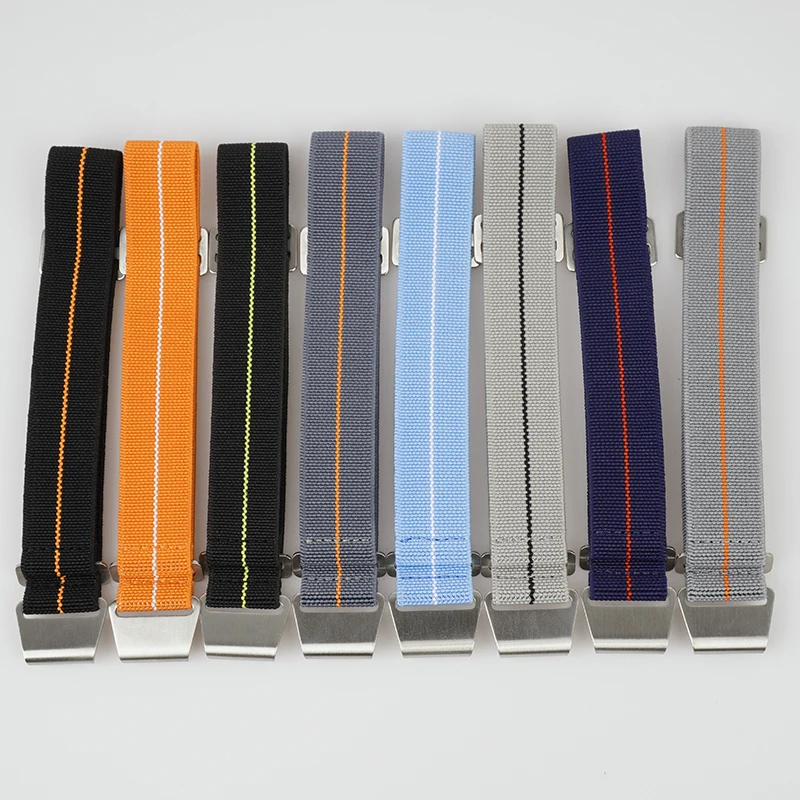 60s French Troops Parachute Bag Elastic Watch Strap 18 20mm 22mm Nylon Watchbands Man's Universal Ballistic Fabric Wristband