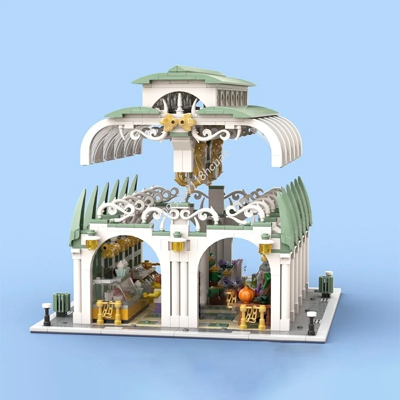 1567 pezzi MOC Market Hall modello modulare blocchi di costruzione costruzione assemblare giocattoli fai da te idea regalo di Natale mattoni compleanno per bambini