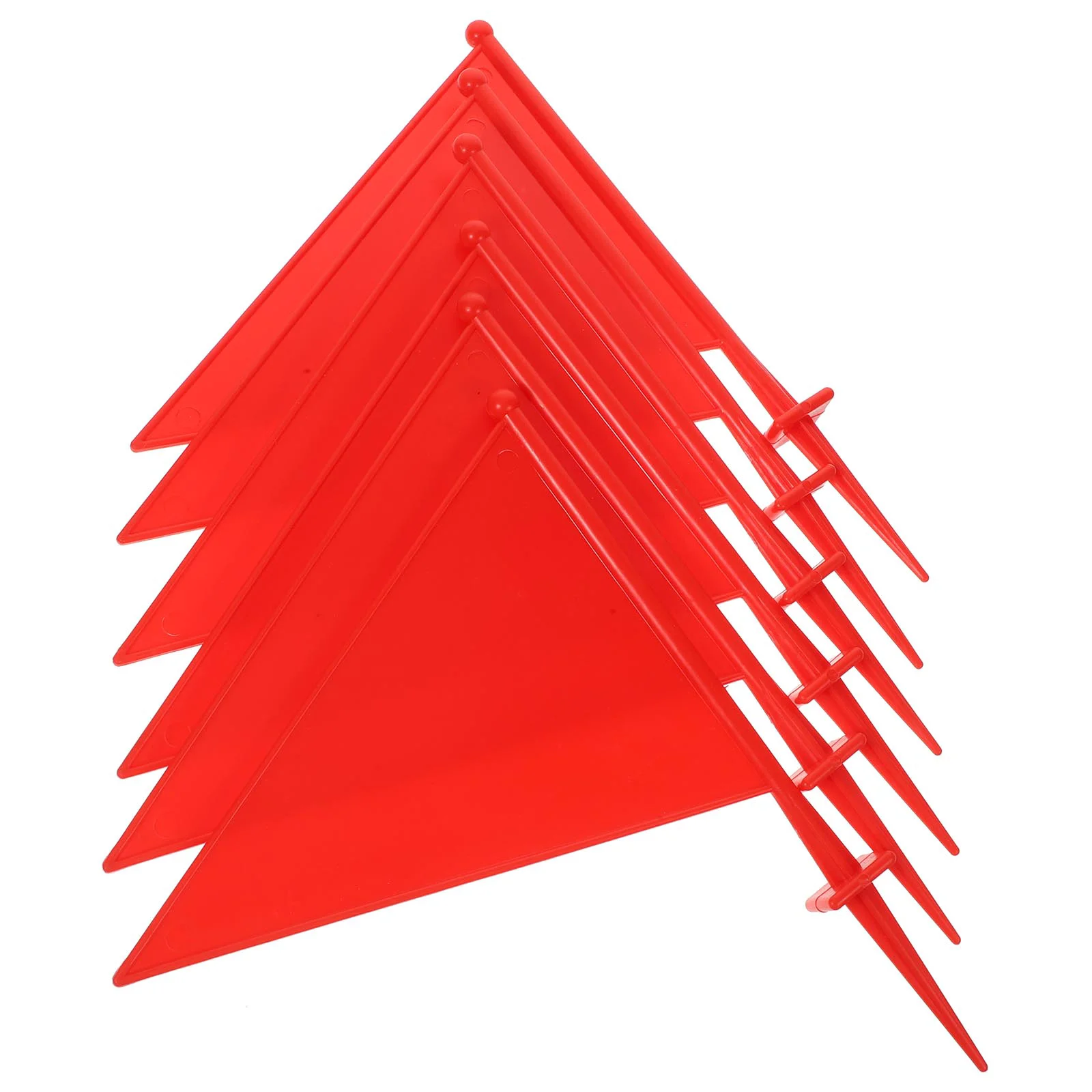 

6Pcs Abs Marking Flags Triangular Plastic Lawn Garden Yard Sprinkler Landscaping Surveying Construction Pet Fence Red Flag