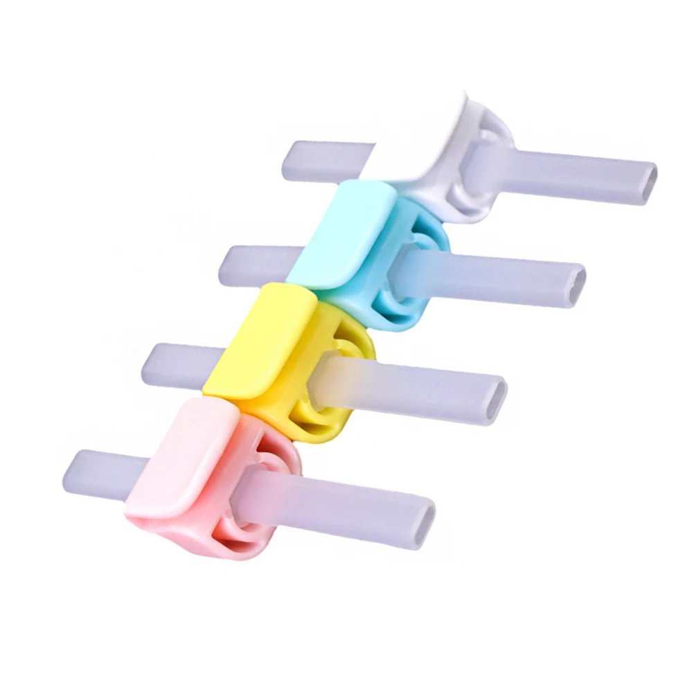 

4pcs Silicone Straw Set Baby Bowl Accessories Ergonomic Design Complementary Food Straws with Buckle Durability Infant Feeding