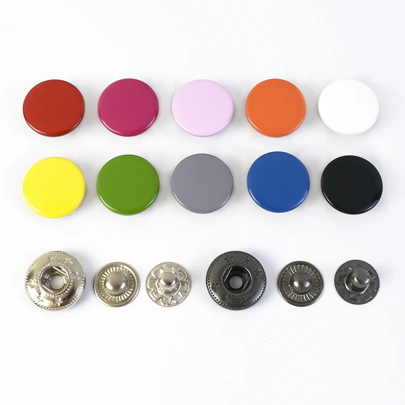 

20/50Sets 12-17mm Colored Metal Buckle Coat Jacket Decor Buttons Flat Round Button Leather Craft Fastener DIY Sewing Accessories