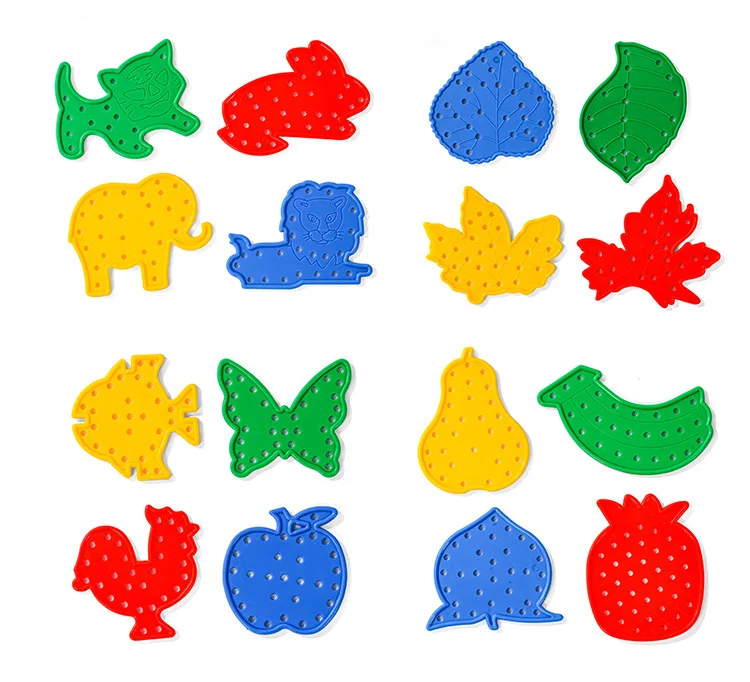 4pcs Montessori Preschool Lacing Boards Cute Animal Construction Puzzle Educational Toy Shape Color Sorter Pegboard Learning Toy