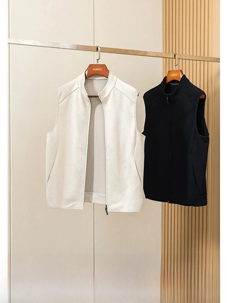 

Итальянский мужской шерстяной жилет с 3D индивидуальным принтом, простая деловая верхняя одежда, осень-зима, молодежная модная модная подставка, застежка-молния...