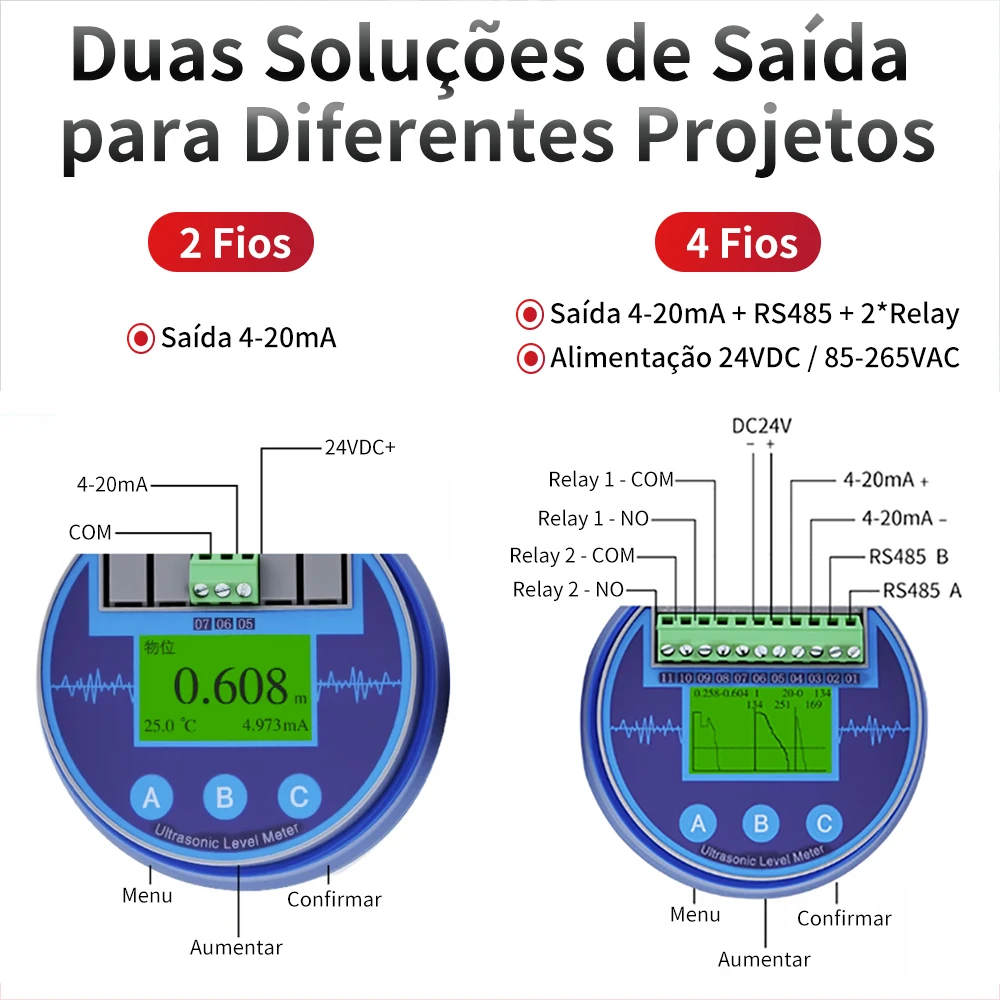 Ultrasonic Water Level Sensor Level Meter 4-20mA RS485 Modbus 5m 10m Non-Contact Ultrasonic Level Transmitter