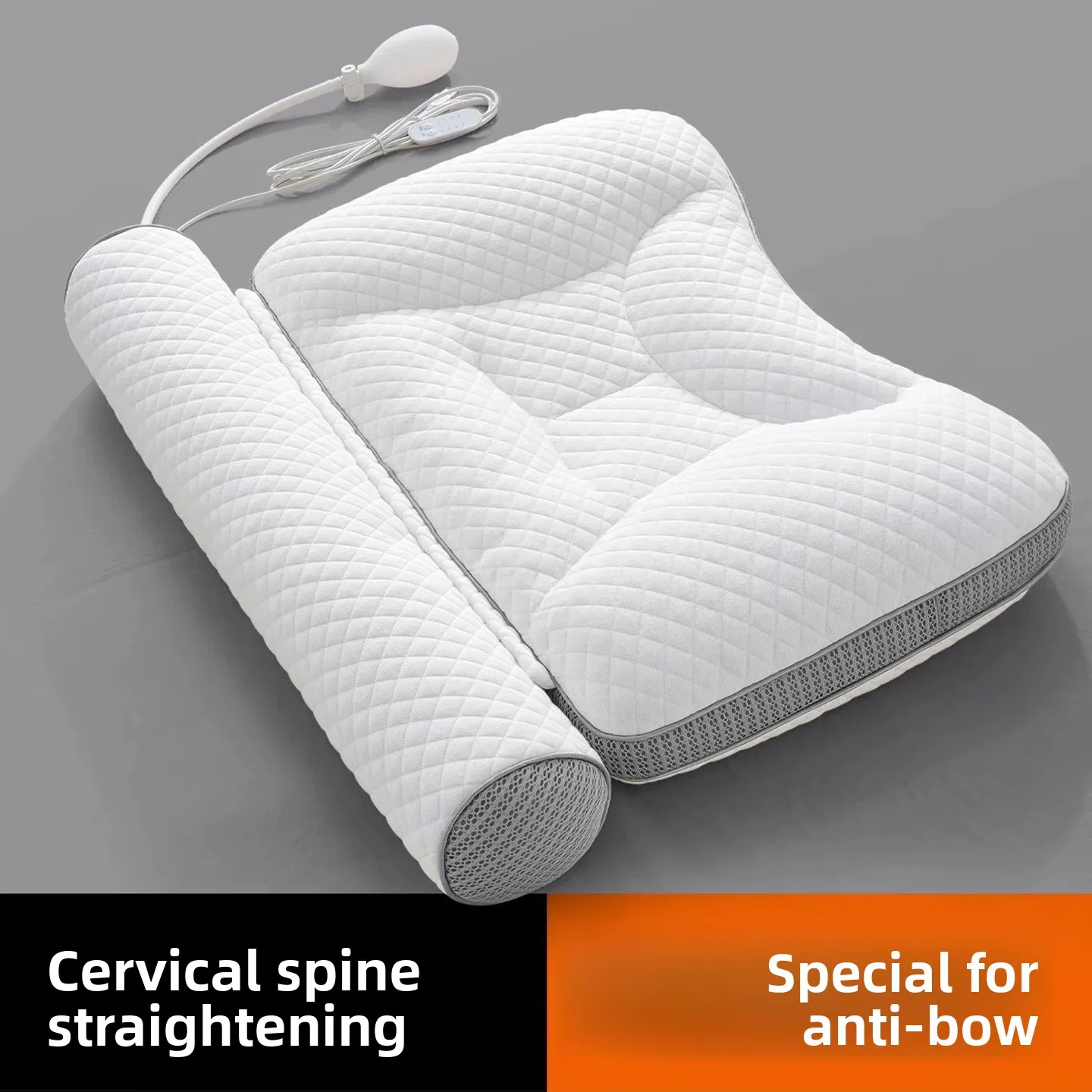 Heated Buckwheat Neck Pillow, Inflatable Support Cushion with Warm Compress Design for Adult Bedroom Rest Daily Comfort Use
