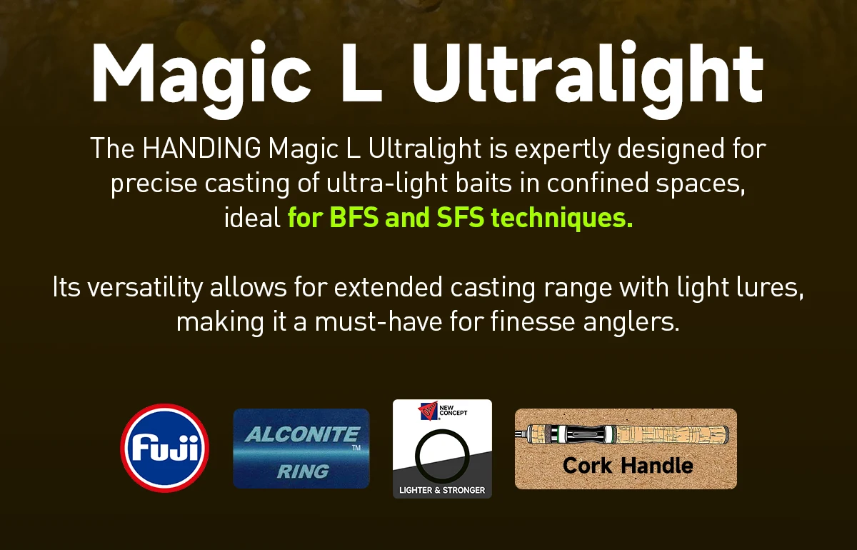 [Aus Polen] HANDING 78g Magic L Micro BFS Angelrute UL/L Power 30T Carbon Angelrute Ködergewicht 1-8g FUJI ® O+A Führungsringe – Detail 2