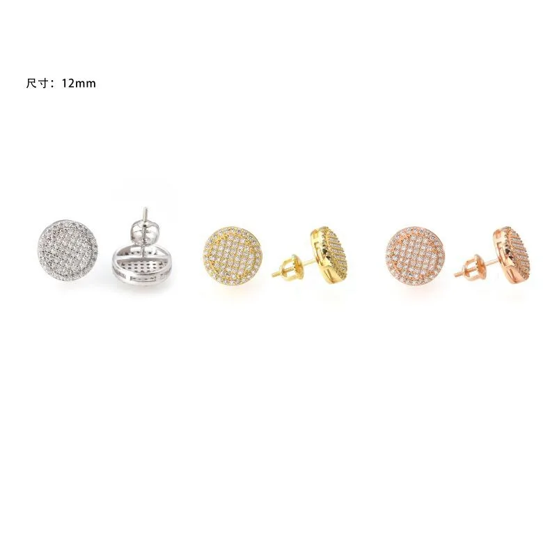 12mm Runde Hiphop Moissanit-Ohrringe mit Schraubverschluss, 925 Sterling Silber Herren Diamant-Ohrstecker, Rock-Schmuck, Testergeprüft mit GRA-Zertifikat, Geschenk – Detail 3