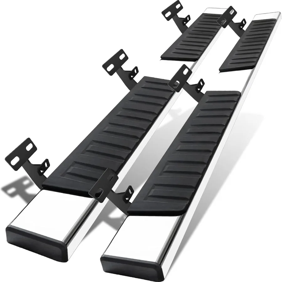 6 Inches Carbon Steel Running Boards Designed for Enhanced Accessibility and Durability on 2009-2018 Dodge Ram 1500 Crew Cab In
