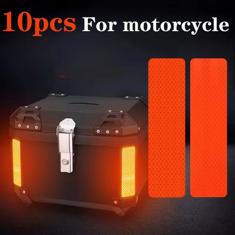 

10PCS Side Top Luggage Box Case Trunk Anti-collision Decorative Night Safety Warning Strip Motorcycle Reflective Sticker Strips