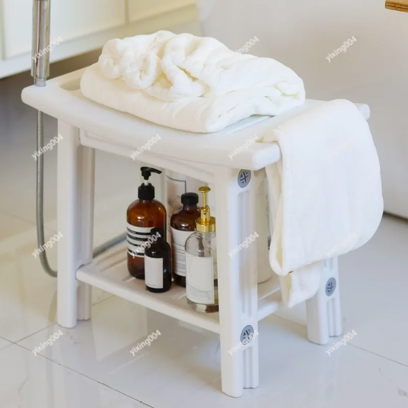 

Non Slip Bathroom Shower Stool, Thickened Double Layer Plastic Sitting Bench