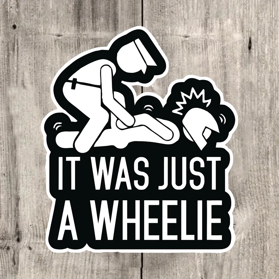 AliExpress NONE "It Was Just a Wheelie" Cartoon Sticker, Waterproof Vinyl Decal, Multi Colors