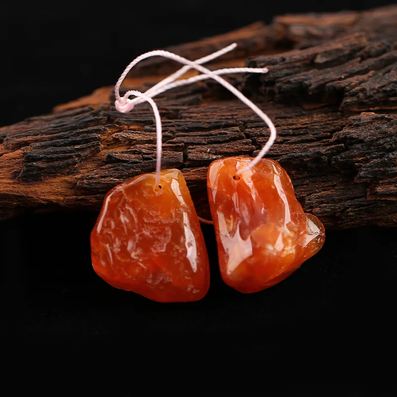 

Natural Stone Orange Agate Earring Beads,Fashion Jewelry Earrings Accessories For Women 19x13x8mm 5g