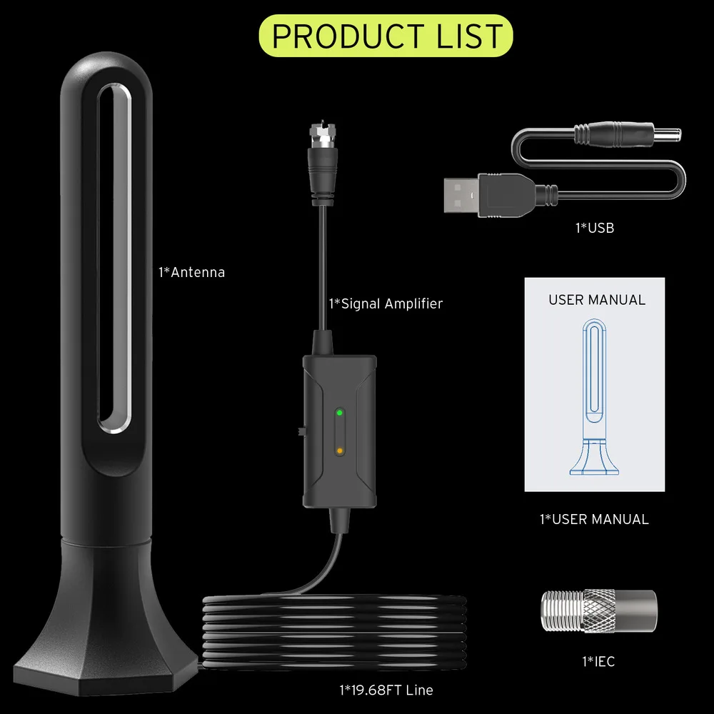 Baru 4K 1080P Digital HDTV Penguat Antena Dalam Ruangan Saluran Gratis 25dBi Penerima TV Satelit Jarak Jauh Jangkauan Penerimaan 150 Mil