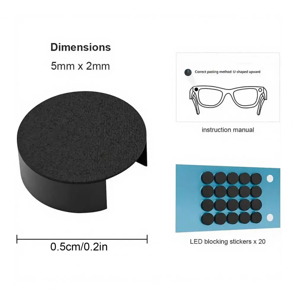 Camera Cover Stickers 12pcs Shading Stickers for Glasses Reusable Led Indicator Covers Matte Black Privacy Stickers for Rayban