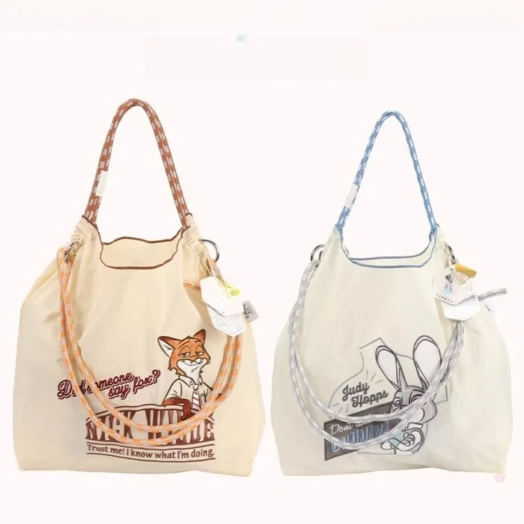 

Genuine Zootopia Judy Shoulder Bag Large Storage Drawstring Bag Cute Cartoon Nick Handbag Canvas Bag