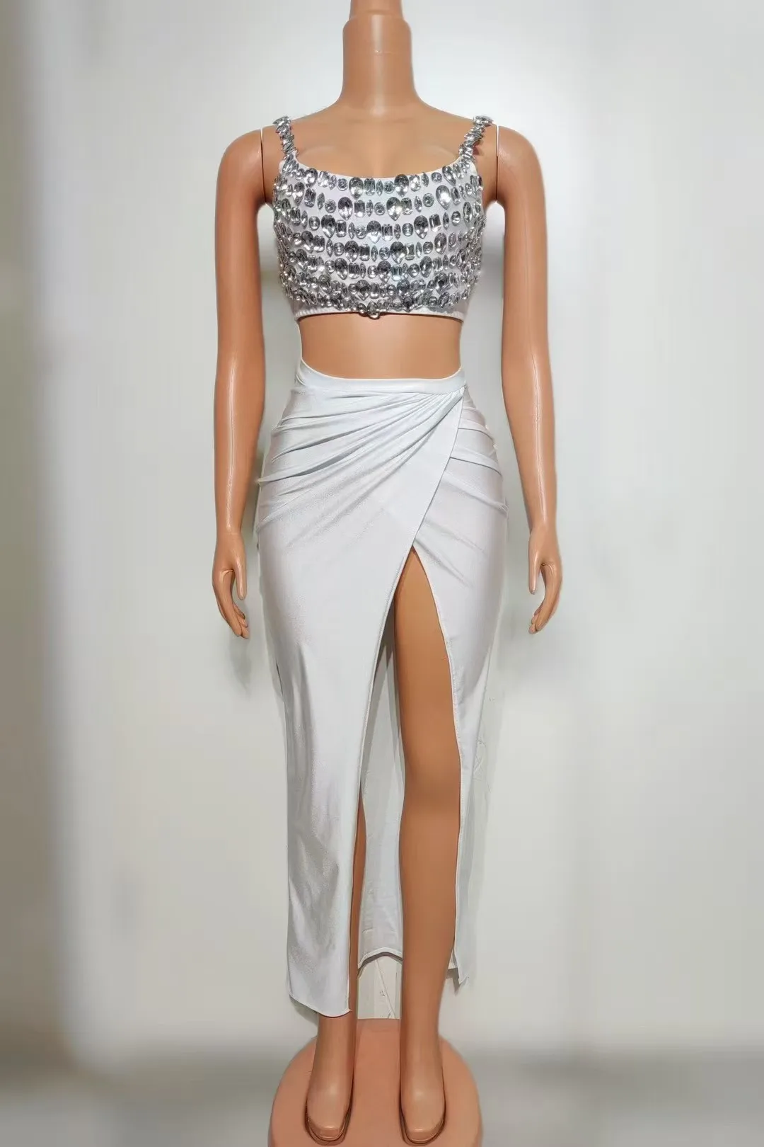 

Облегающие сексуальные кофточки для напитков, длинная юбка с разрезом на бедрах, костюмы для выступлений в ночных клубах A808