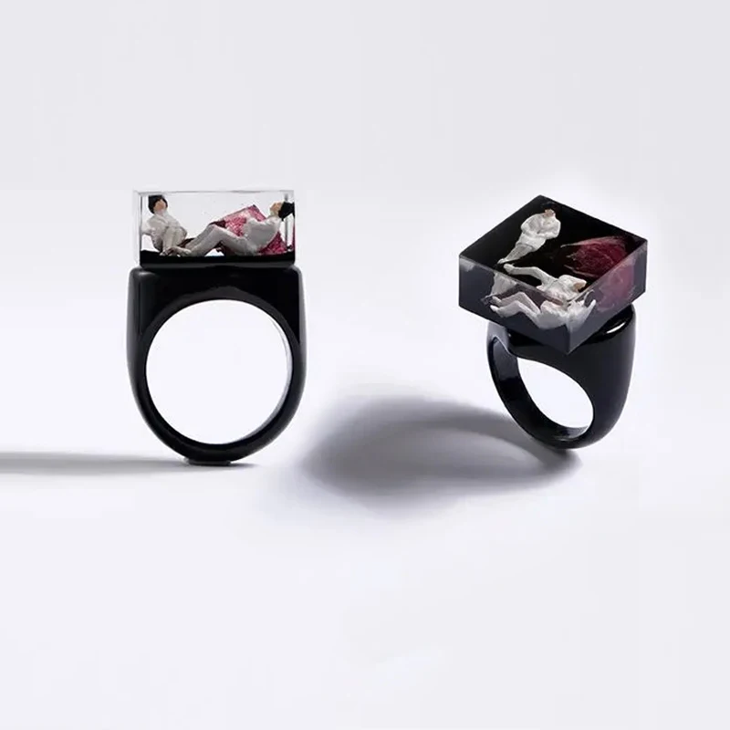 ZHUHE الراتنج الفن الدائري الهيب هوب روك نمط مجوهرات الإكسسوار للنساء الرجال هدايا الحفلات #2