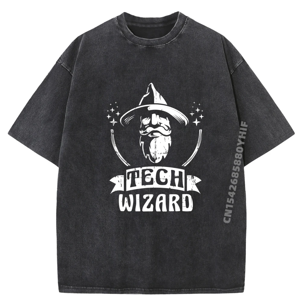 

Tech Wizard Cool Technology I T Computer Whiz Techie Geek Graphic Shirts Men Harajuku Printed Tees Retro Washed Clothes