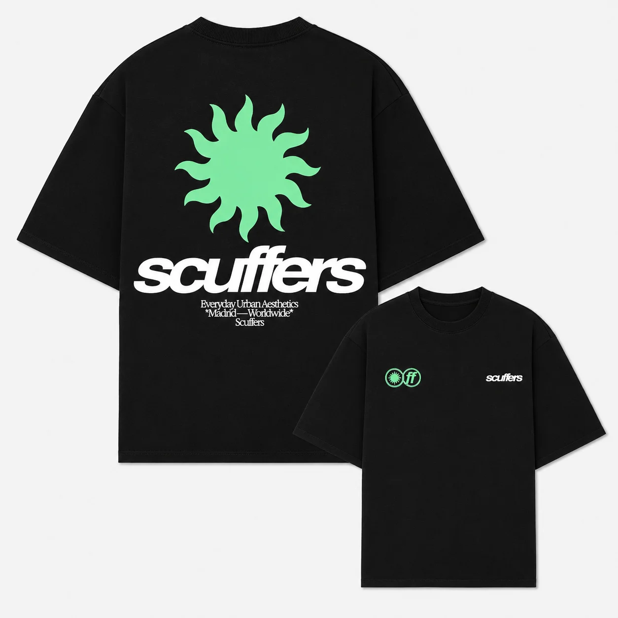 Spanisches Niche-Streetwear-T-Shirt mit Sonnen-Logo, doppelseitig bedruckt, Unisex, locker geschnitten, Oversized, Harajuku-Streetwear, Baumwolle, Sommer-Grafik-T-Shirt – Detail 10