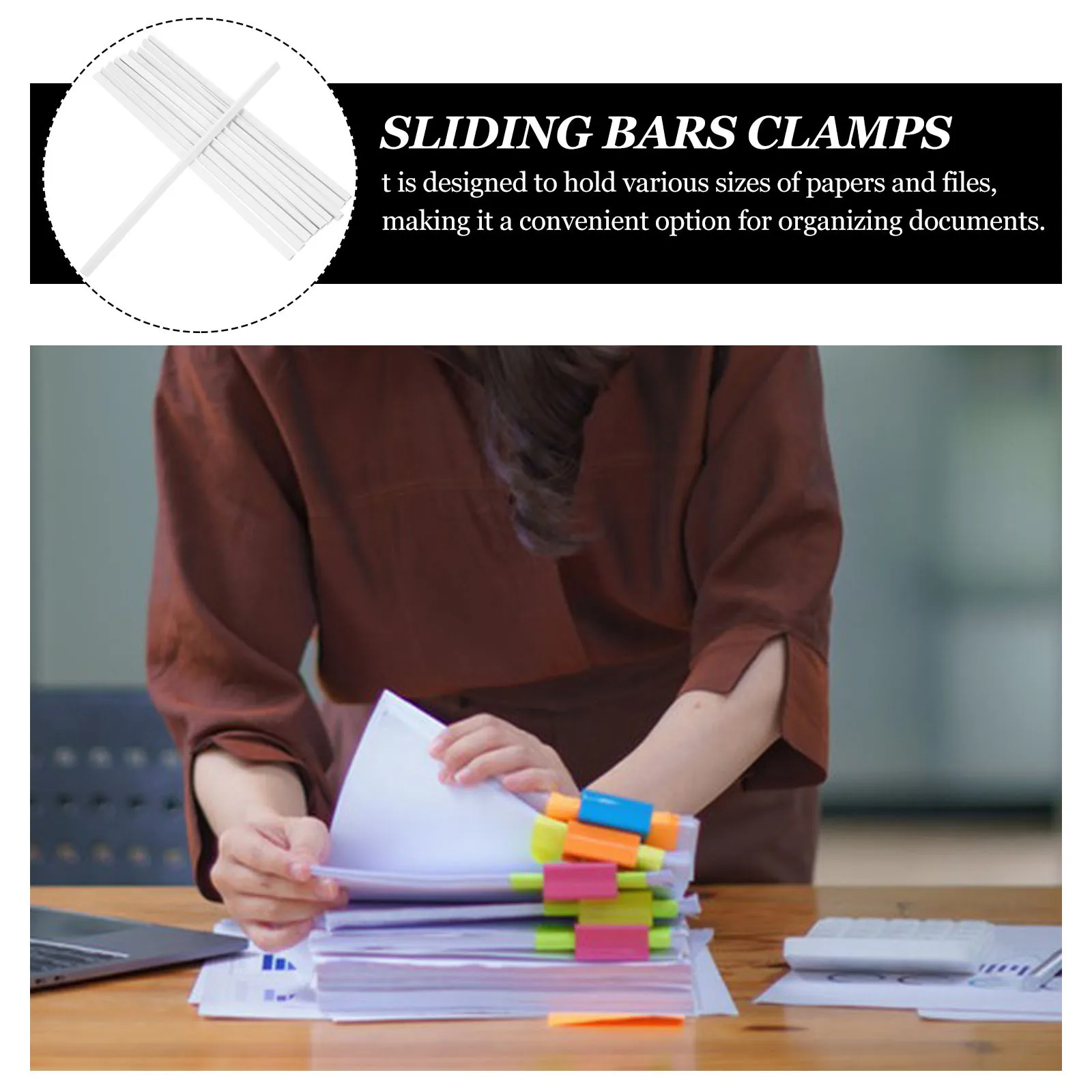 10pcs A4 File Folders with Slide Grip Binding Bars Clear Report Cover Presentation Folder Sliding Bars Clamps Document Organizer