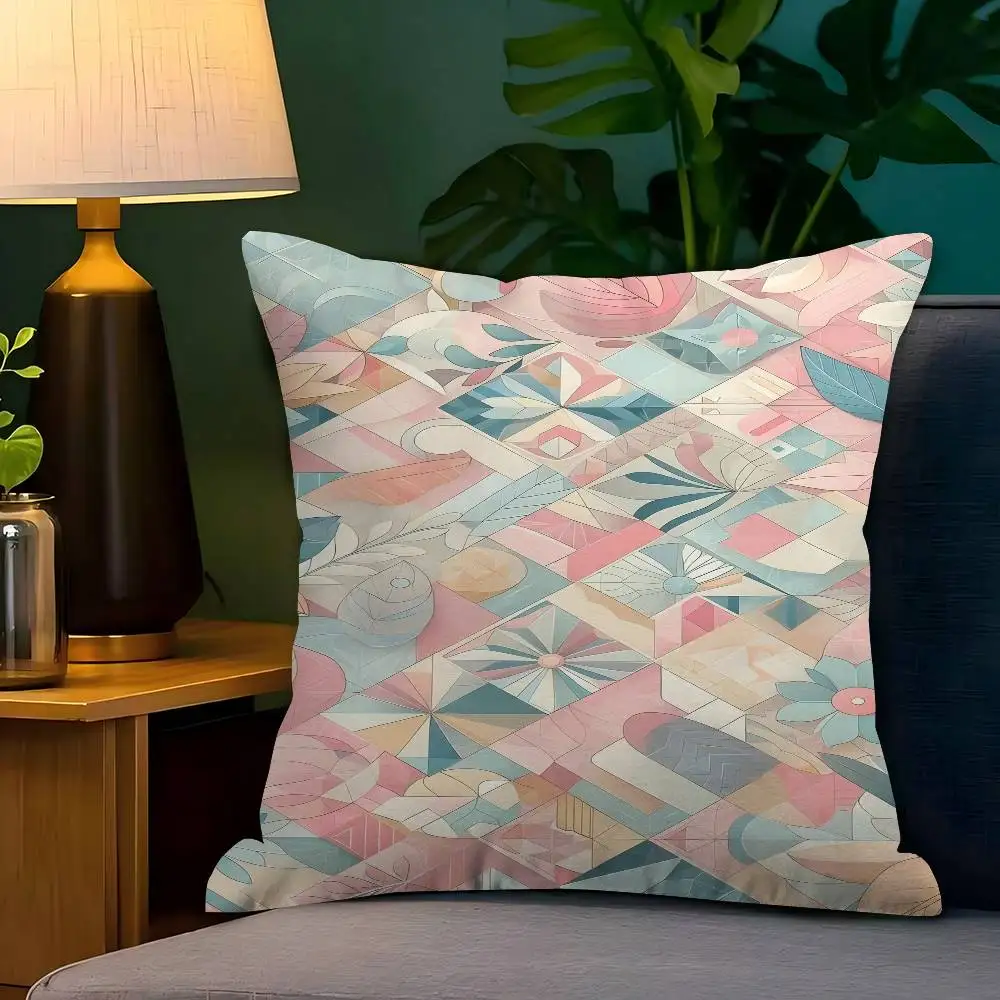 

Pastel Mosaic Pillow Cover For Bedroom Room And Living Room Sofa Decorative Cushion Cover