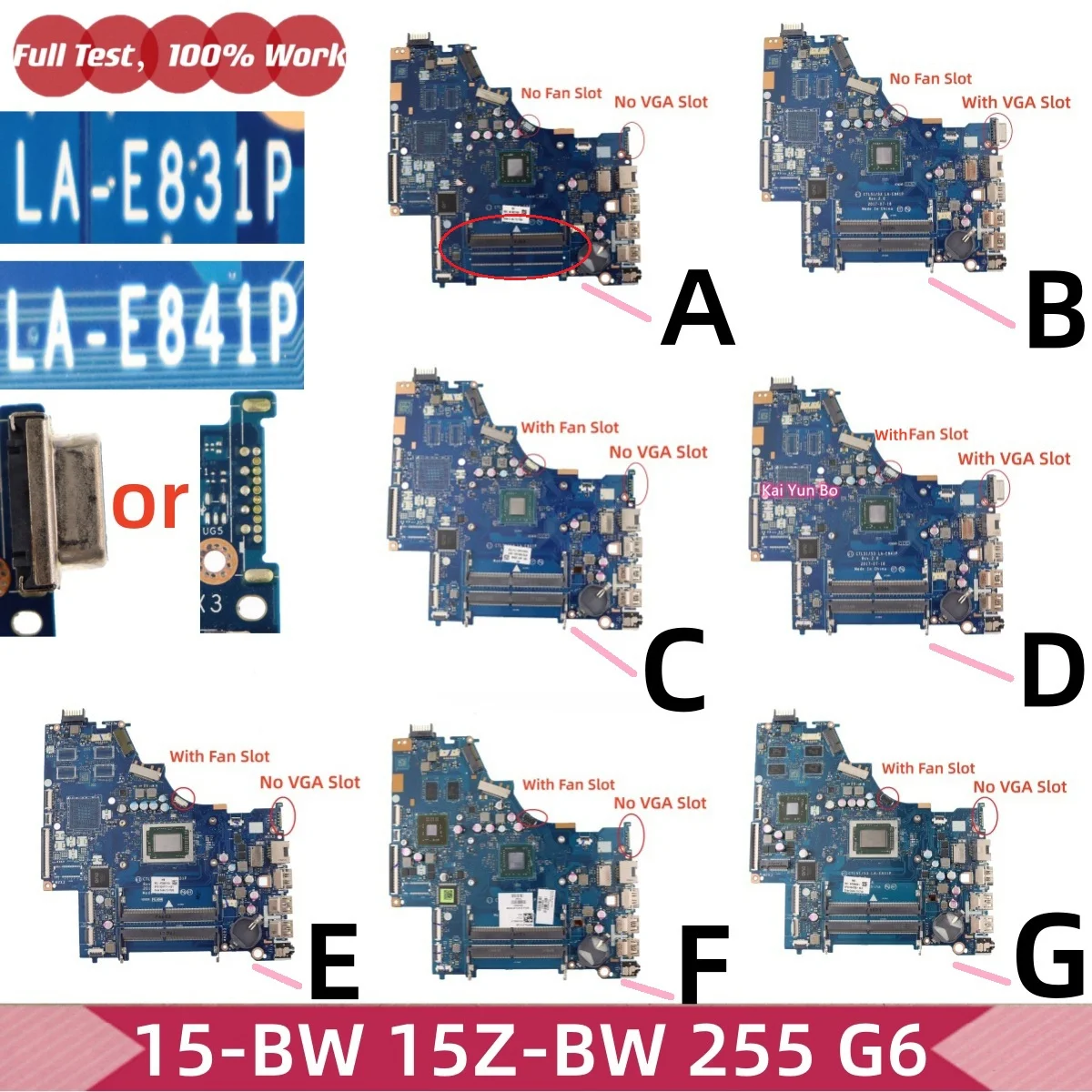Cuaderno LA-E831P LA-E841P para HP 15-BW 15Z-BW 255 G6 placa base para ordenador portátil 924717-601 924718-601 924718-601 placa base 924725-601