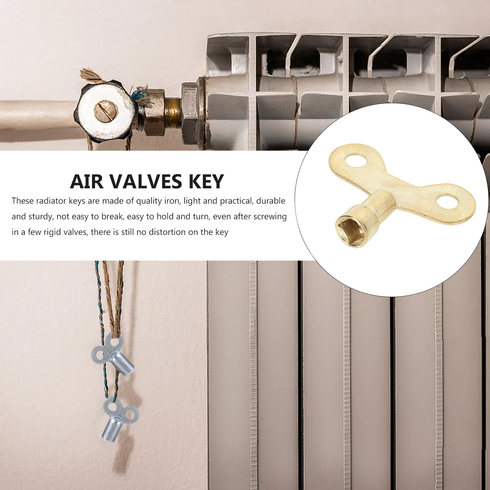 10Pcs Radiator Exhaust Valves Keys Heavy Duty Iron Radiator Wrench for Bleeding Air from Radiators Portable Storage Hole Design - view 4