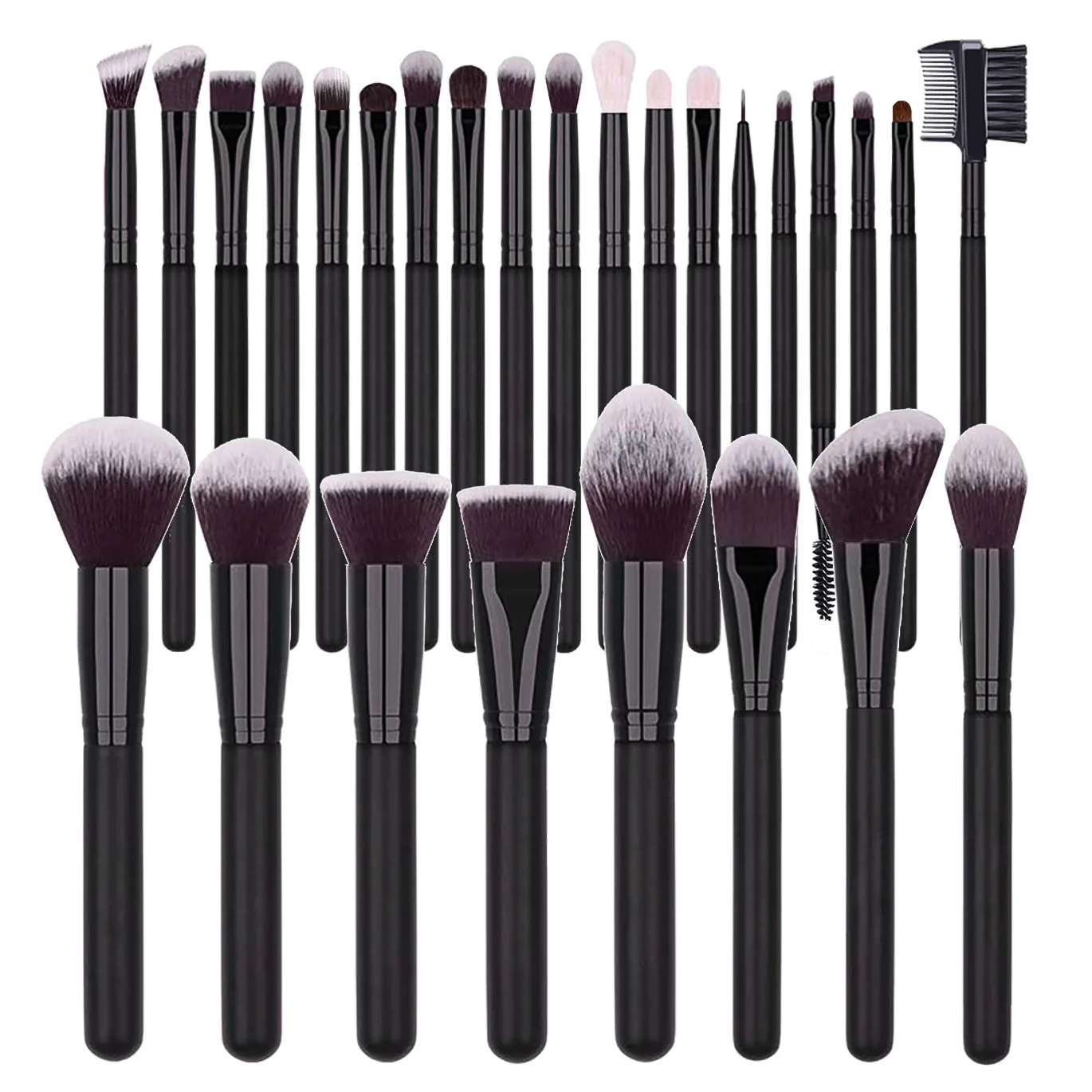 Pincéis de maquiagem de marca própria, 27 peças, conjunto de pincéis de maquiagem, contorno, base, pó, sombra, mistura, delineador, preto, 5 conjuntos em massa