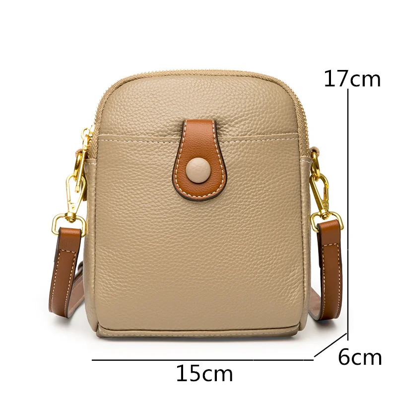 Solid Color 3 Layers Ladies Shoulder Bags Small Women Messenger Bag Purse Genuine Leather Fashion Women Bag High Quality Handbag