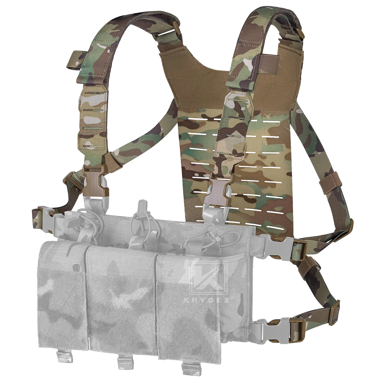 KRYDEX Taktischer Brustgurt mit Rücken-MOLLE-Panel und zusätzlichem Ladesystem für Airsoft-Ausrüstung und Zubehör – Detail 9