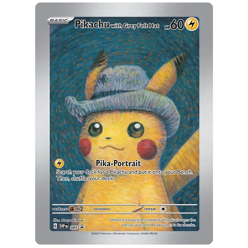 Pikachu Van Gogh Museum Pokemon Collection Cards DIY Pokemon Classic Single Card Game Anime Self Made Cards Gift Toys