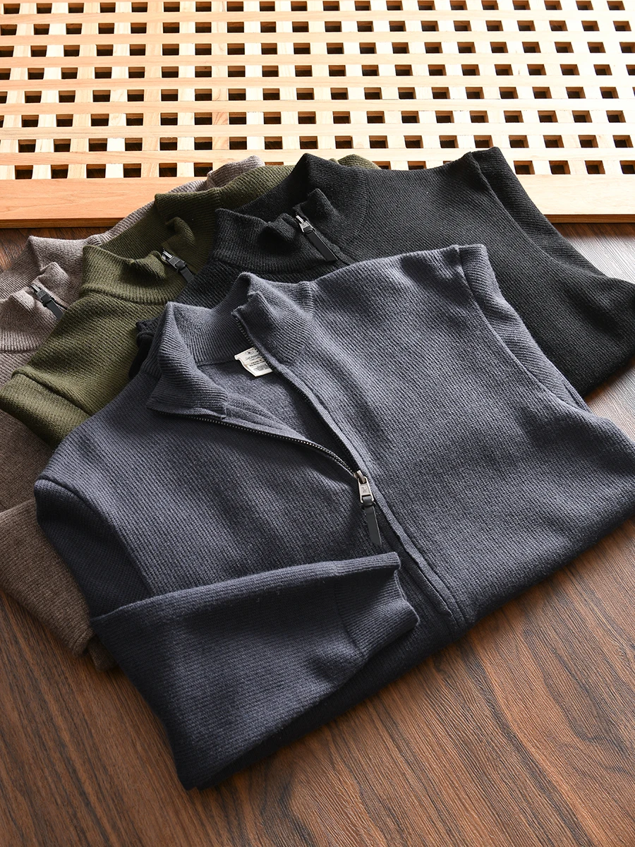 

Soft Skin-Friendly Men's Knitted Cardigan Zipper Casual Loose Fit Long Sleeve Pure Color Basic Style Autumn Fashion Youthwear