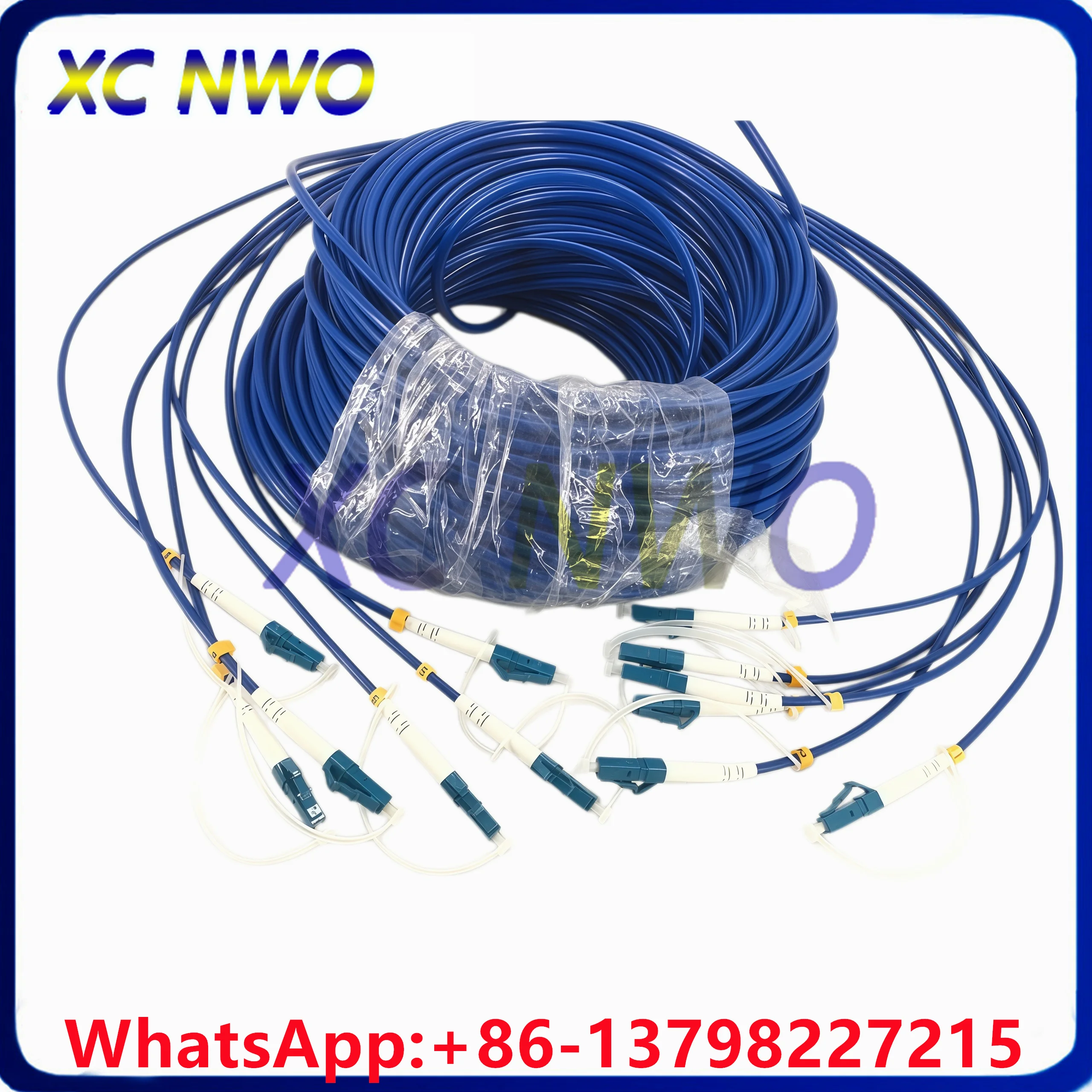 6芯sm-g657a1-ブルーpvcジャケット-45mm-lc-upc-lc-upc-50m-80m-メートル装甲光ファイバーパッチコード