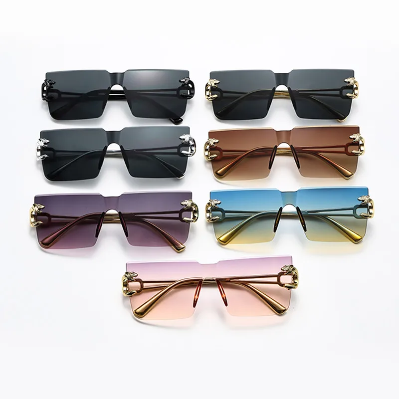 Neue Randlose Sonnenbrille, Quadratisch für Damen, Rechteckig für Herren, Große Brillen für Frauen und Männer