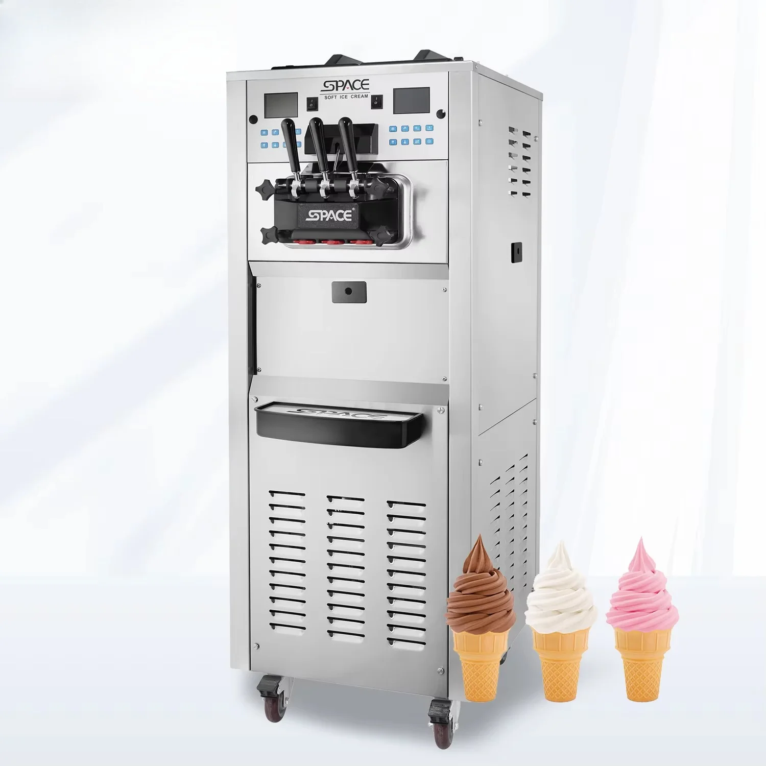 Máquina de Helado Suave de Doble Sabor SPACE 6248A, Sistema Comercial para Helado de 3 Sabores