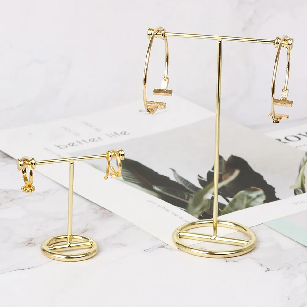 

2Pcs Jewelry Display Holder T-Shape Creative Earrings Stand Metal Storage Rack for Desktop Showcase Necklace Holder