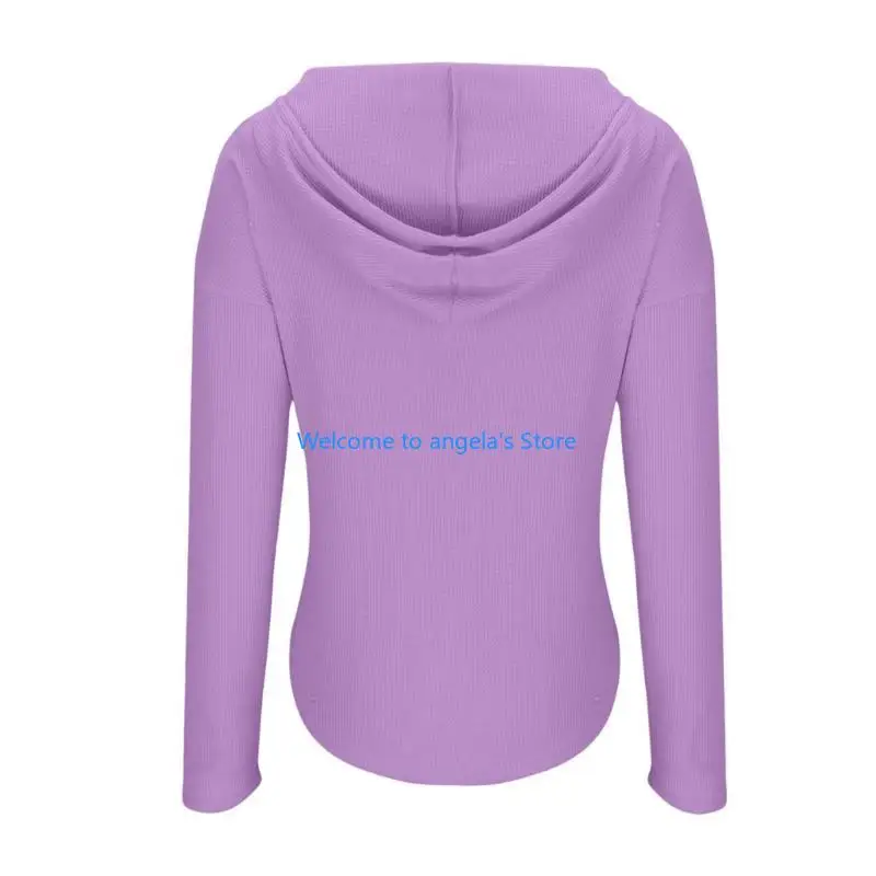 X4YC Damen V-Ausschnitt Hoodies Langarm Sweatshirt Kordelzug Pullover Tops mit Tasche