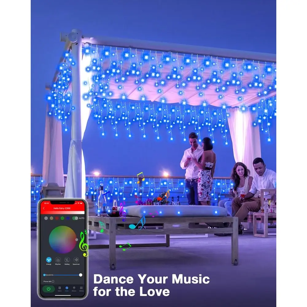 أضواء جليد ذكية متغيرة الألوان بطول 66 قدمًا: ألوان 16 مترًا، تحكم في التطبيق، أكثر من 100 تأثيرات، مقاومة للماء لديكور عيد الميلاد الخارجي