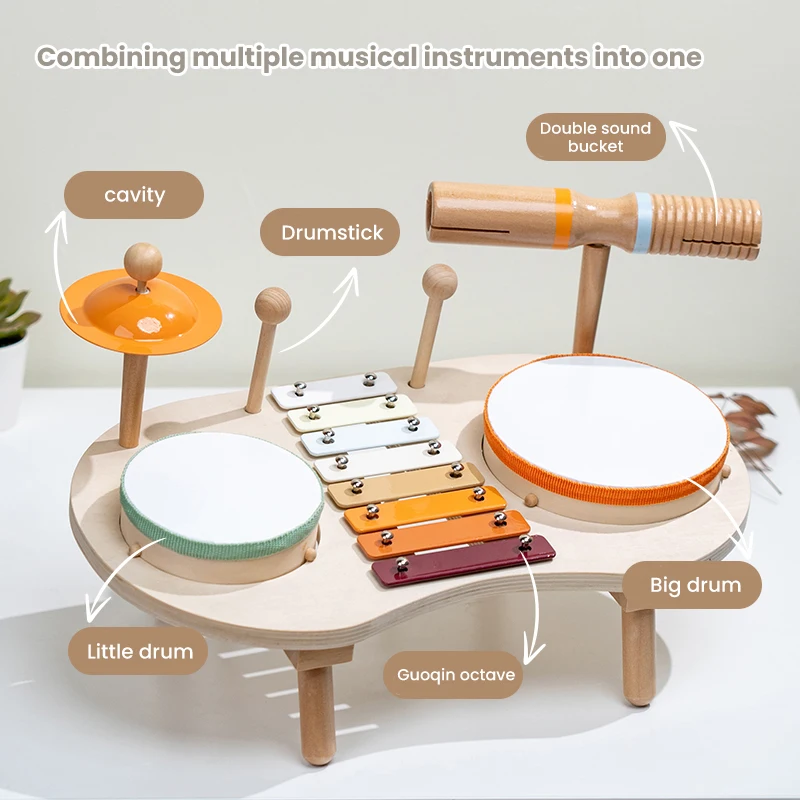 Creative Funny Baby Wooden Percussion Instruments Early Educational Toys Multi-functional Toys Kids Musical Instrument Gift