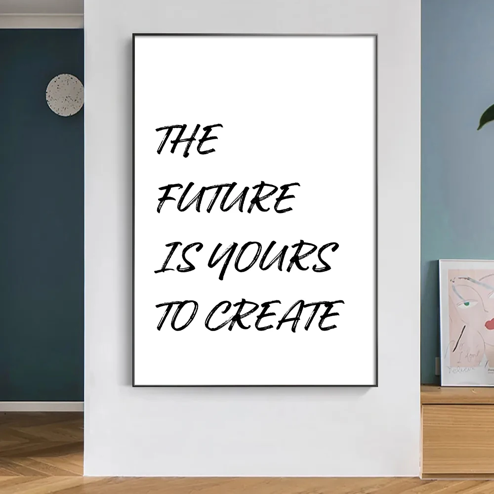 

Motivational Quotes Poster, Black White Minimalist Wall Art Canvas Print, Home Office Neutral Aesthetic Room Decor, Customizable