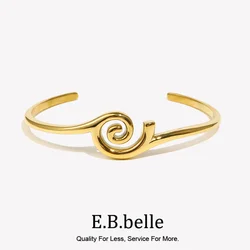 E.B.belle Creative Smooth Vortex Thin Bracelet For Women Girls 18K Gold Plated Water Proof Metal Fashion Jewelry Wholesale