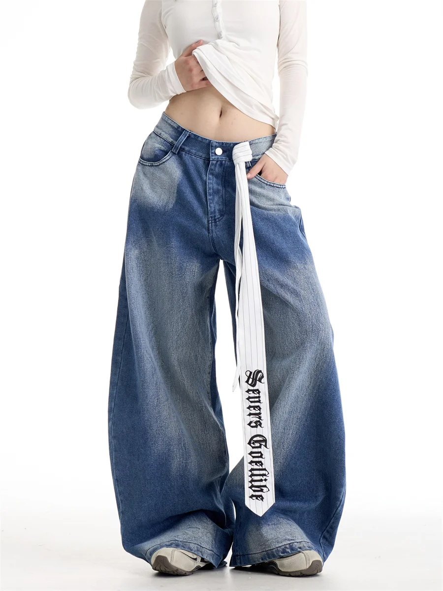 

Onlpp American Sle Ретро Горячие Джинсы с принтом для девочек Женские свободные прямые широкие брюки с широкими штанинами Осень-зима l...