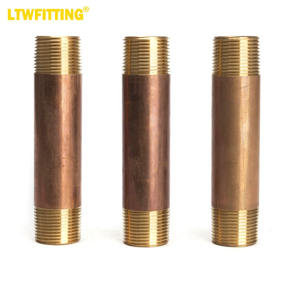 LTWFITTING Red Brass Pipe Fitting, Nipple, 3/4